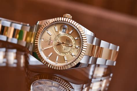 sky dweller rolex two tone.